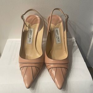 Jimmy Choo Leather Pointed-Toe Slingback Nude
